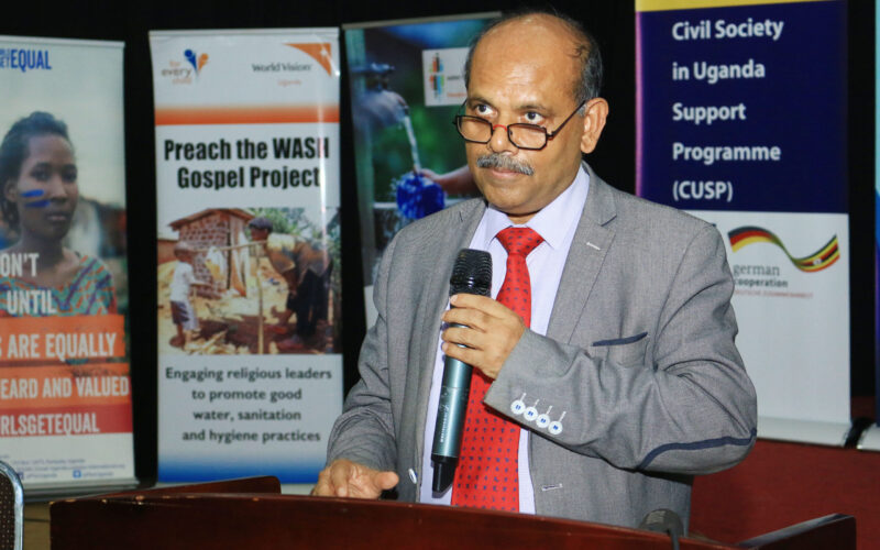 Mr. Shivanarain Singh, the WASH Manager at UNICEF Uganda speaking at the 9th National WASH CSO Forum held in 2019. Mr. Singh represented the WASH Development Partners .