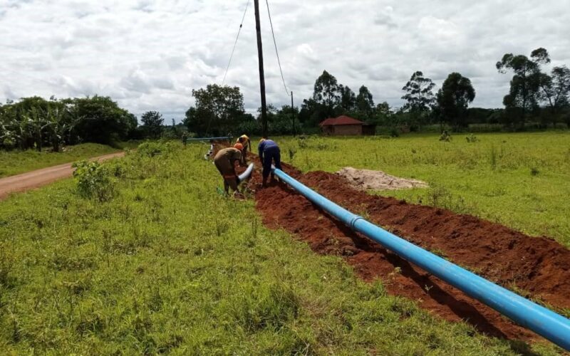 Installation of piped water system in Kabambiro sub-county in Kamwenge supported by Water For People and Ministry of Water and Environment. ,